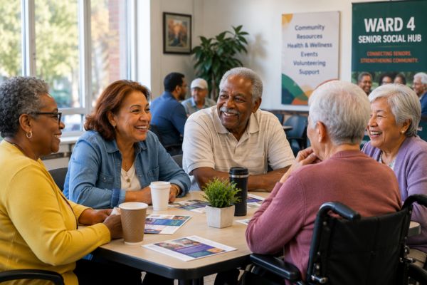 Ward 4 seniors Diverse Ward 4 seniors enjoying a welcoming community gathering and conversation